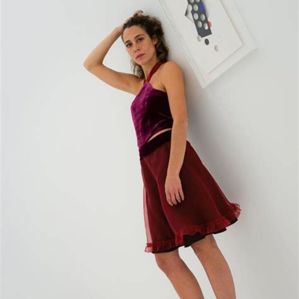 B.A.G. Blanca Astolfi Vino Picadilly Skirt